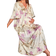 Shein Maternity Floral Print Tie Front Flounce Sleeve Satin Nightdress