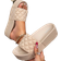 Shein New Arrival Summer Women's Casual Fashionable Thick Bottom Diamond Checkered Anti Slip High Heel Slippers For Outdoor, Beach, Comfortable Apricot Flip Flops