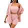 Shein SXY Solid Tube Top & Shorts & Shawl Collar Open Front Coat