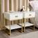 Melody Maison Elle White/Gold Bedside Table 40x40cm