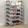 Living and Home 6 Tiers Stainless Steel/Black Shoe Rack 60x110cm