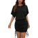 Shein LUNE Solid Drawstring Side Batwing Sleeve Ruched Dress