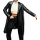 Shein Lapel Neck Open Front Leather Look Coat