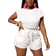 Shein Slayr Solid Color Cap Sleeve T-Shirt And Tied Shorts Set
