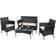Bigzzia 4 Pcs Loungesæt, 1 borde inkl. 2 stole & 1 sofaer