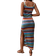 Shein VCAY Summer Beach Geo Printed Slit Slim Fit Slip Long Dress