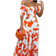 Shein Graphic Print Off Shoulder Cut Out Waist Ruffle Hem Dress