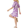 Roman Floral Shirred Waist Mini Dress - Lavender