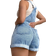 Shein Frenchy Denim Jumpsuit Romper with Rolled Hem without Tank Top