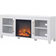 Henn&Hart Stand with Log Fireplace Insert White TV Bench 58x25"