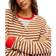 Free People Classic Striped Oversized Crewneck - Cherry Combo