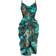 PrettyLittleThing Print Satin Strappy Cowl Neck Side Gathered Midi Dress - Green