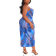 PrettyLittleThing Abstract Print Chiffon Ruched Drape Midi Dress Plus Size - Blue