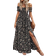 Shein VCAY Off Shoulder Ditsy Floral High Split Dress
