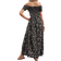 Shein VCAY Off Shoulder Ditsy Floral High Split Dress