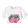 Shein Young Girl Summer 2pcs/Set Strawberry & Letter Print Short Sleeve T-Shirt And Embroidered Elastic Waistband Denim Shorts With Belt