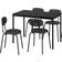 IKEA SANDSBERG/ÖSTANÖ Black/Dark Grey Köksstol 75cm 5st