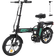 Hitway E-Bike for Adults 16" Lightweight 250W Electric Folding Bike - Black/Green Unisex