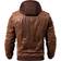 Flavor Men's Motorcycle Jacket with Removable Hood - Brown