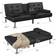 Shahoo Upholstered Loveseat Black Sofa 65" 2 Seater