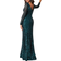 Goddiva Long Sleeve Sequin V Wrap Maxi Dress - Emerald Green