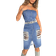 Shein BAE Strapless Denim Dress With Distressed And Glittering Design