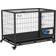 Pawhut 43" Heavy Duty Dog Kennel w/ Bowl Holder Wheels & Openable Top 71.9x79cm