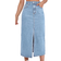 Shein EZwear High Waist Slit Denim Skirt - Light Wash