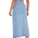 Shein EZwear High Waist Slit Denim Skirt - Light Wash