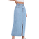 Shein EZwear High Waist Slit Denim Skirt - Light Wash