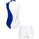 Doomiva Sparkly Sleeveless Gymnastics Dance Leotard Bodysuit Unitard with Tumbling Athletic Shorts Set - Blue/White