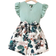 Shein Tween Girl Keyhole Neck Ruffle Trim Tee & Tropical Print Shorts