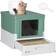 Pawhut Fully Enclosed Cat Litter Box with Front Entry Top Exit