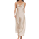 Shein BIZwear Women's Solid Color V-Neck Satin Spaghetti Strap Dress, Perfect For Work