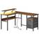 Vasagle L-Shaped Desk With Sockets Vintage Brown Skrivbord