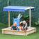 OutSunny Wooden Cabana Sandbox with Bench Canopy