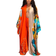 Women's Floral Print Satin Robe Kimono Cardigan - Orange