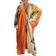 Women's Floral Print Satin Robe Kimono Cardigan - Orange