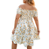 Shein WYWH Plus Floral Print Off Shoulder Shirred Ruffle Hem Dress