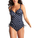 Panache Anya Riva Spot Balcony Tankini Top - Navy/Vanilla