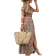 Shein VCAY Women's Paisley Pattern V-Neck Elastic Waist High Slit Vacation Maxi Dress