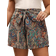 Shein Vcay Plus Paisley Print Belted Shorts