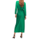 Mango Satin Dress with Knot - Emerald Green