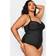 Yours Curve Double Crossover Swimsuit Black, Black, 34-36, Women