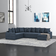 Wade Logan Bernathe Dark Blue Sofa 125" 4pcs 6 Seater