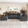 Hokku Designs Zanavia Gray Sofa 128.5" 7pcs 6 Seater