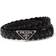 Prada Braided Triangle Leather Belt - Black