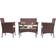 Bigzzia 4pcs Rattan Garden Furniture Loungesæt, 1 borde inkl. 2 stole & 1 sofaer