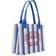 Ganni Striped Tote Large - Dark Blue