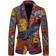 iOPQO Ethnic Printed Floral Slim Fit Blazer - Multicolour